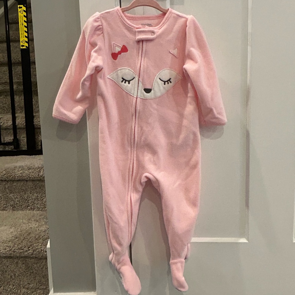 Carter's Pink Footie with Sleepy Face Design